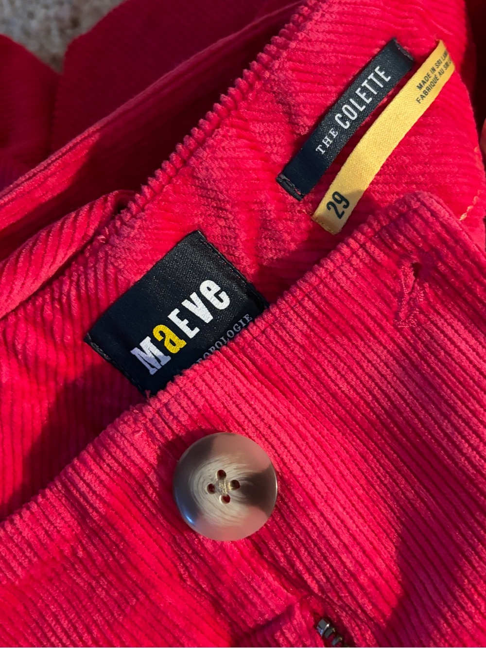 Anthropologie Maeve Bright Pink Corduroy Wide-Leg Pants